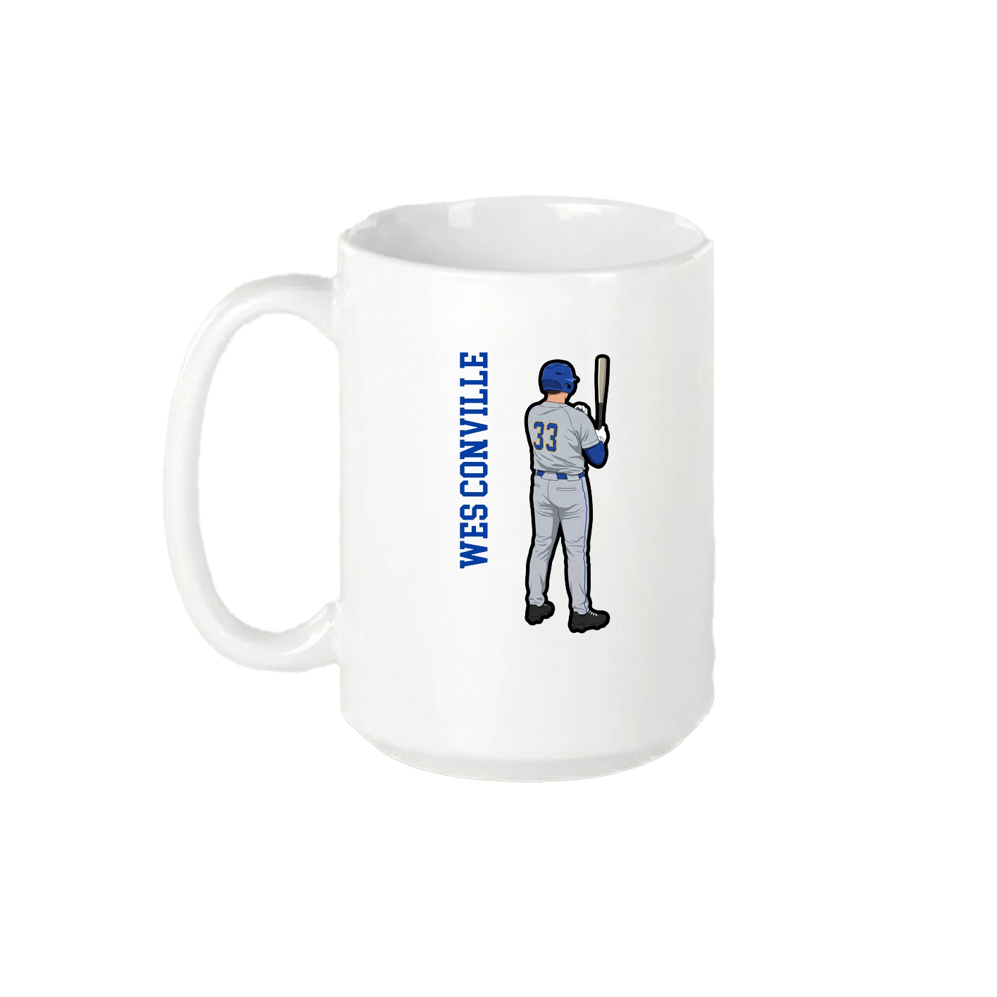 15oz Coffee Mug — Name Vertical in White