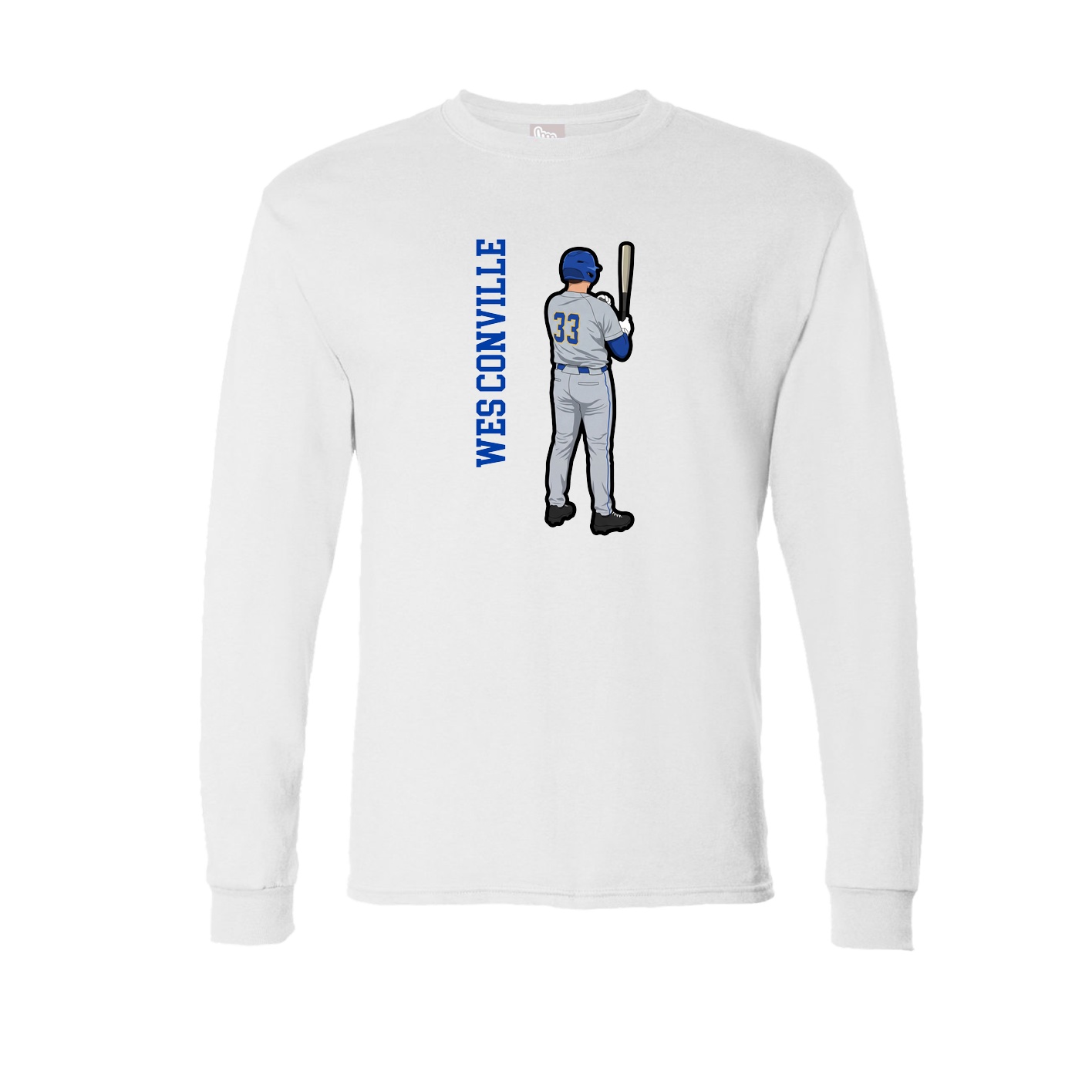 Long Sleeve Tee — Name Vertical in White