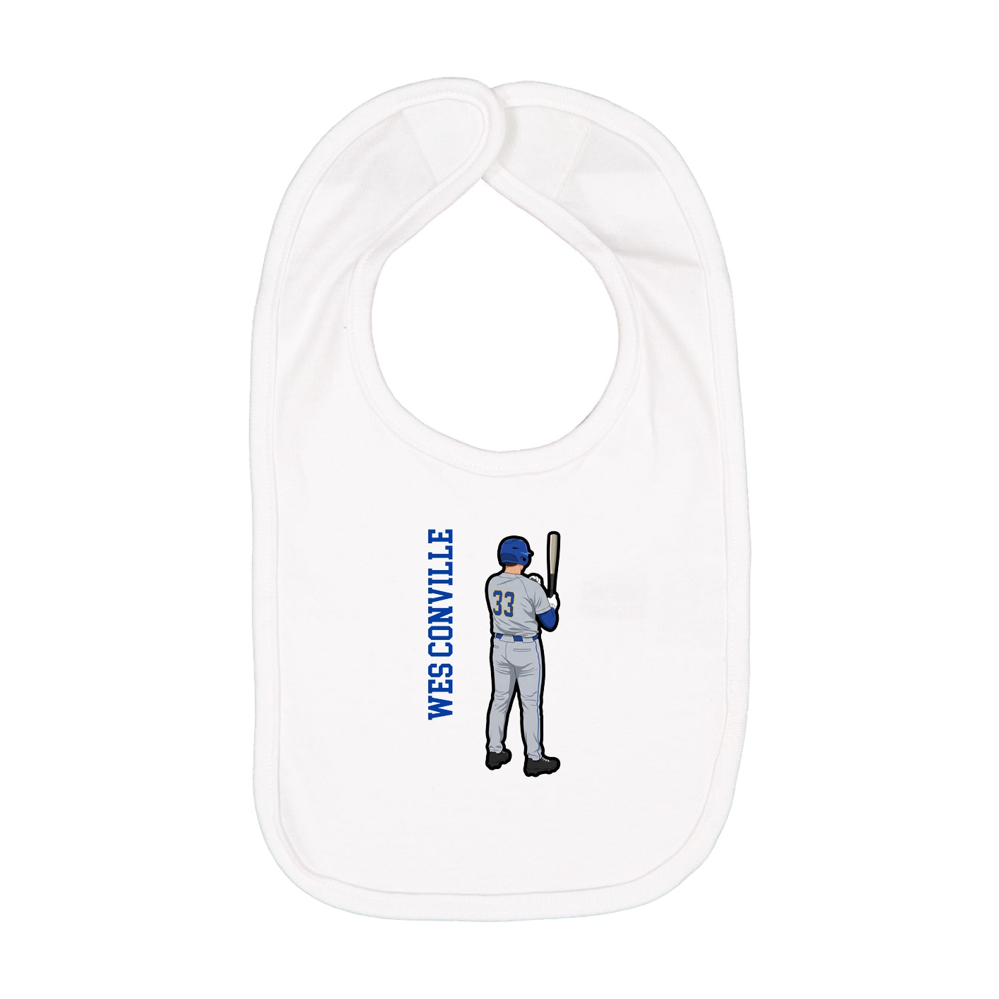 Infant Bib — Name Vertical in White