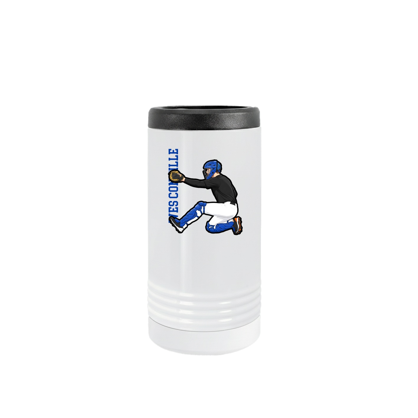 Slim Beverage Holder — Name Vertical in White