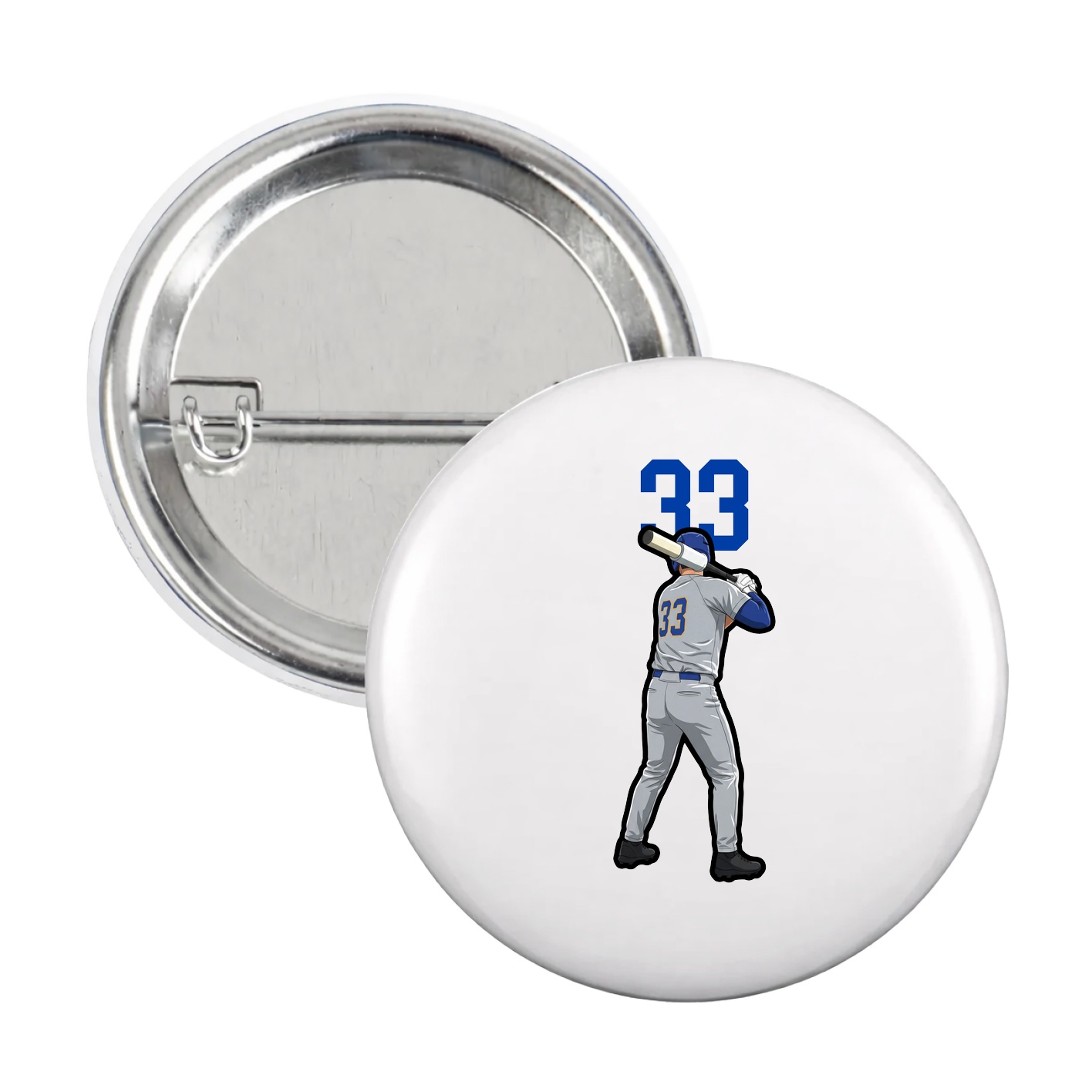 Game Day Button — Number Top in White