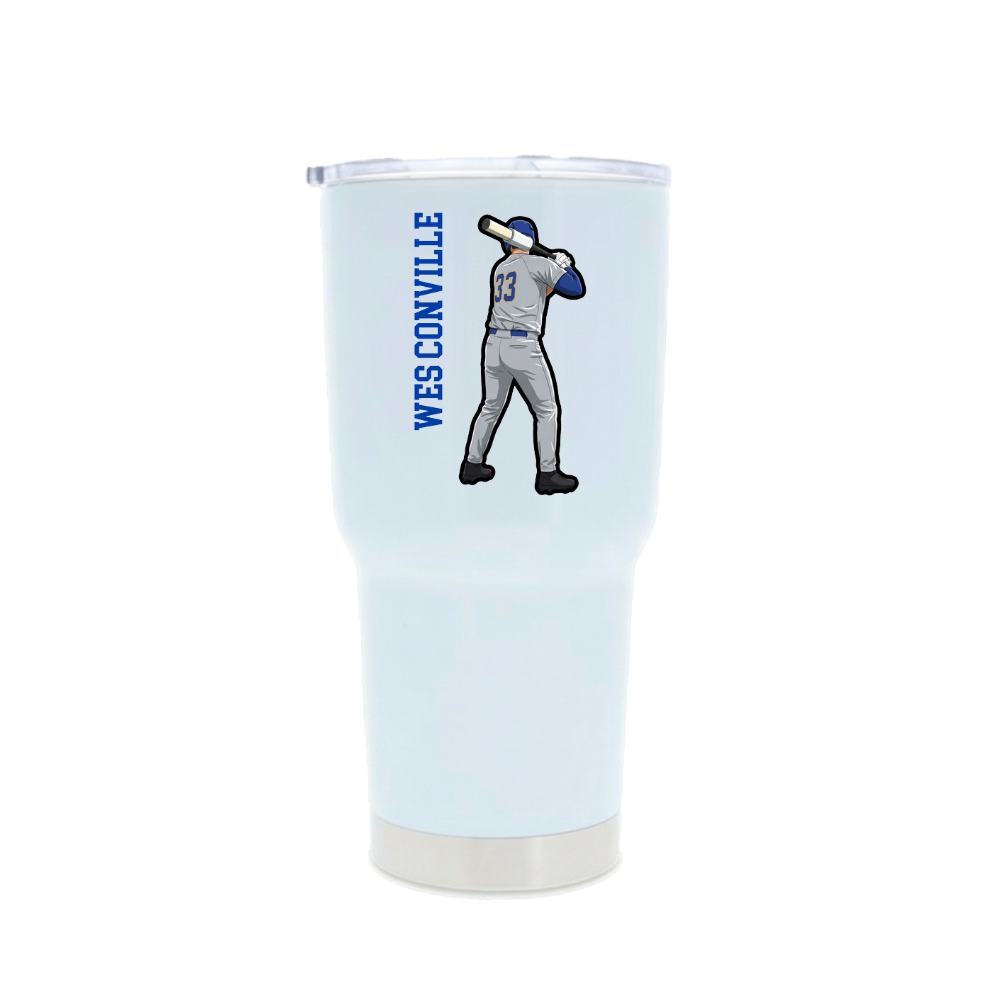 30oz Stainless Steel Tumbler — Name Vertical in White