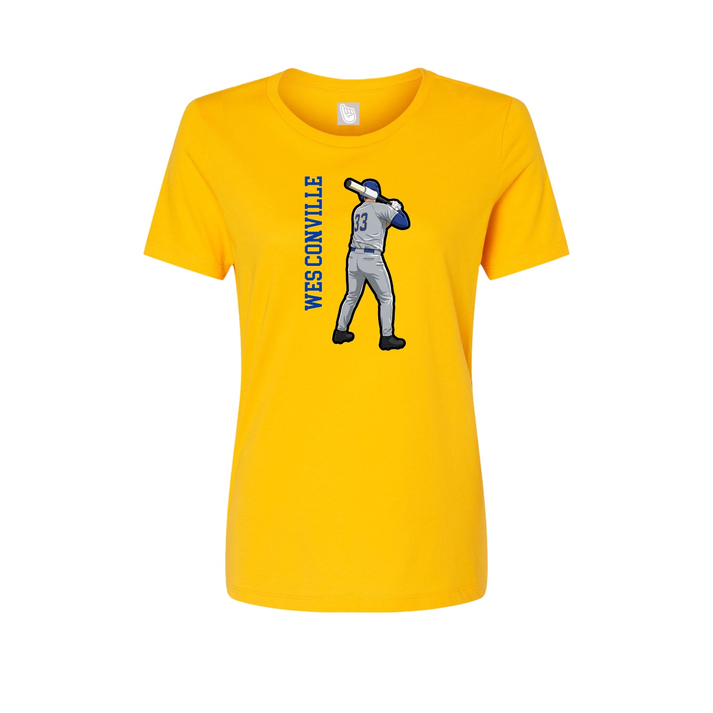 Womens Tee — Name Vertical in Gold