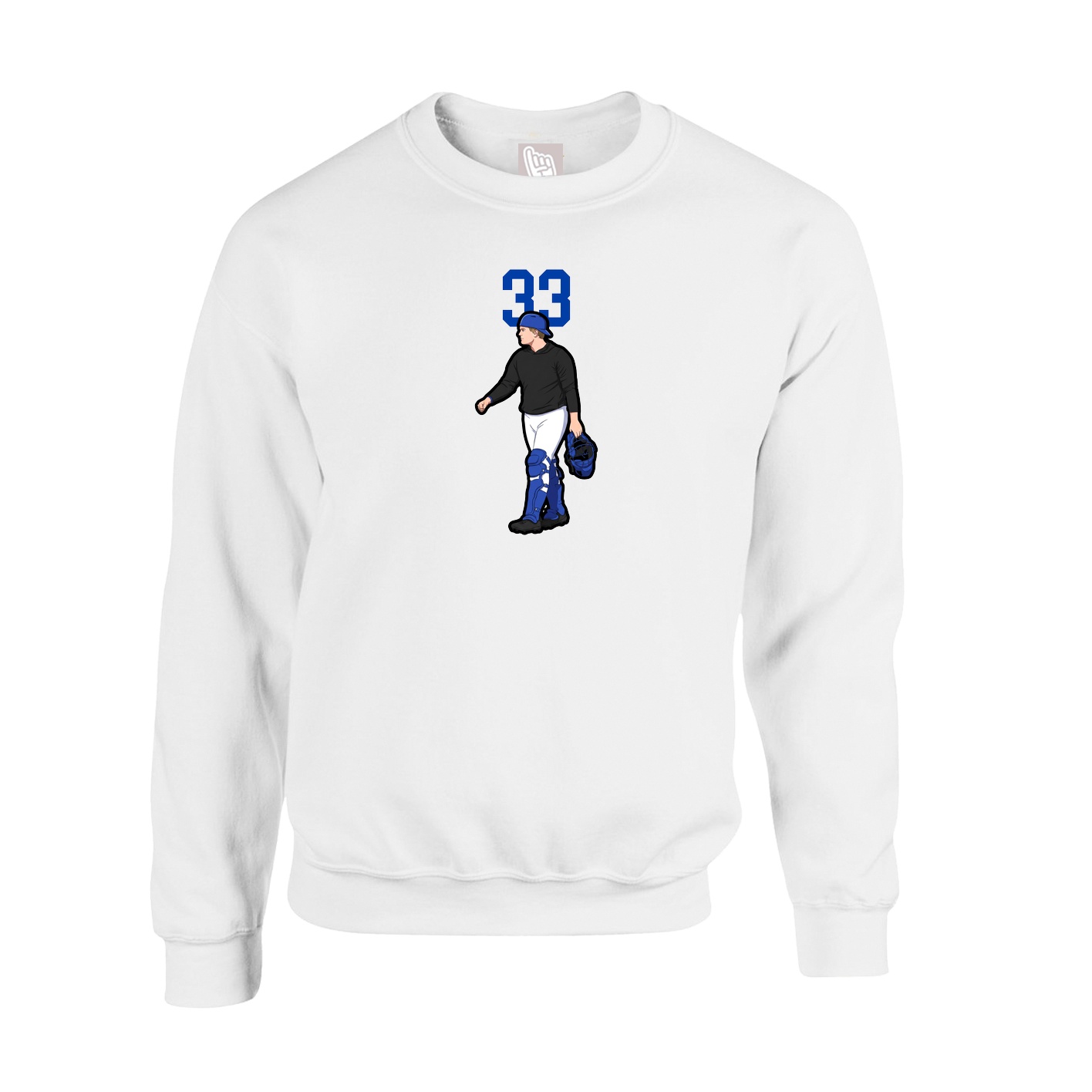 Fleece Crew — Number Top in White