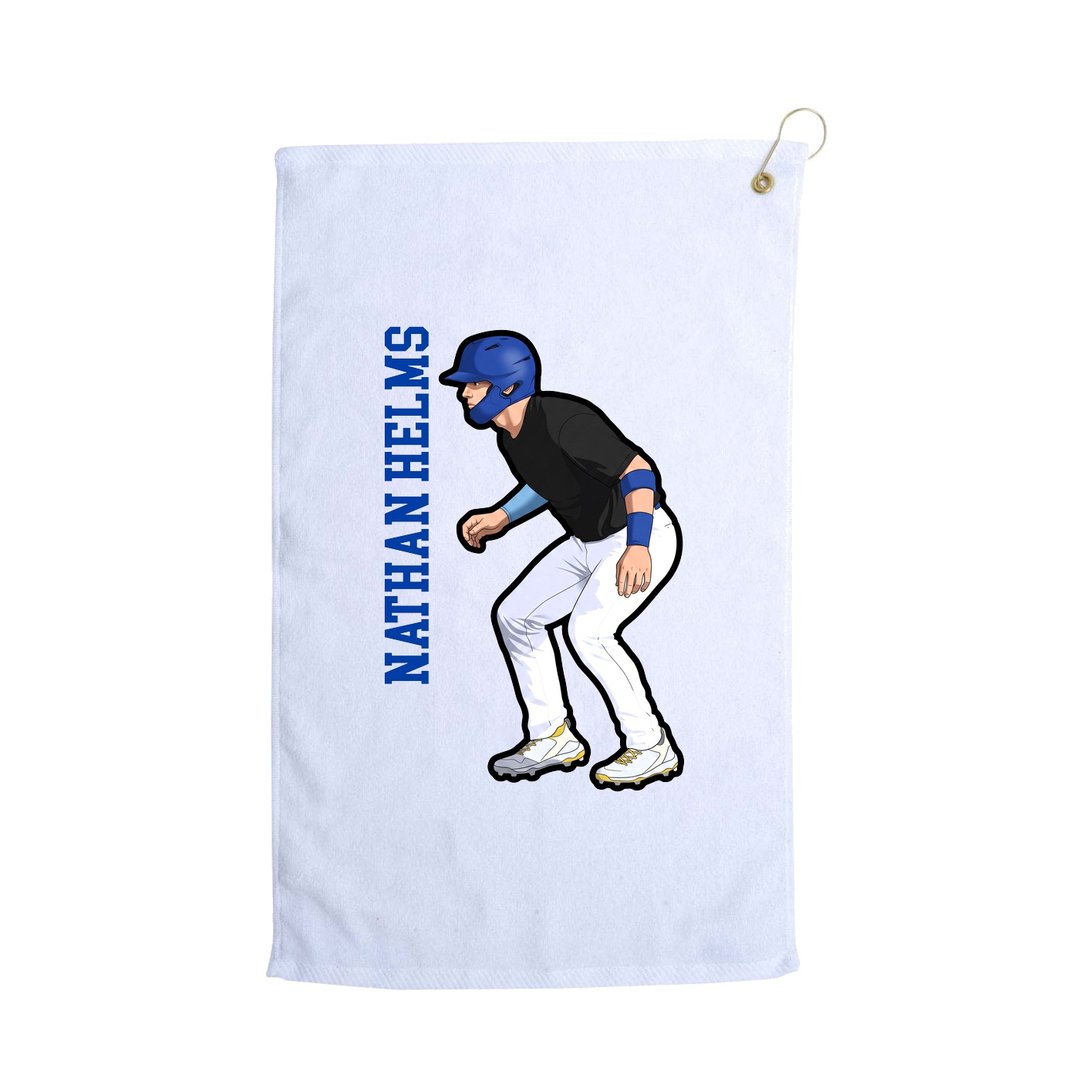 Golf Towel — Name Vertical in White