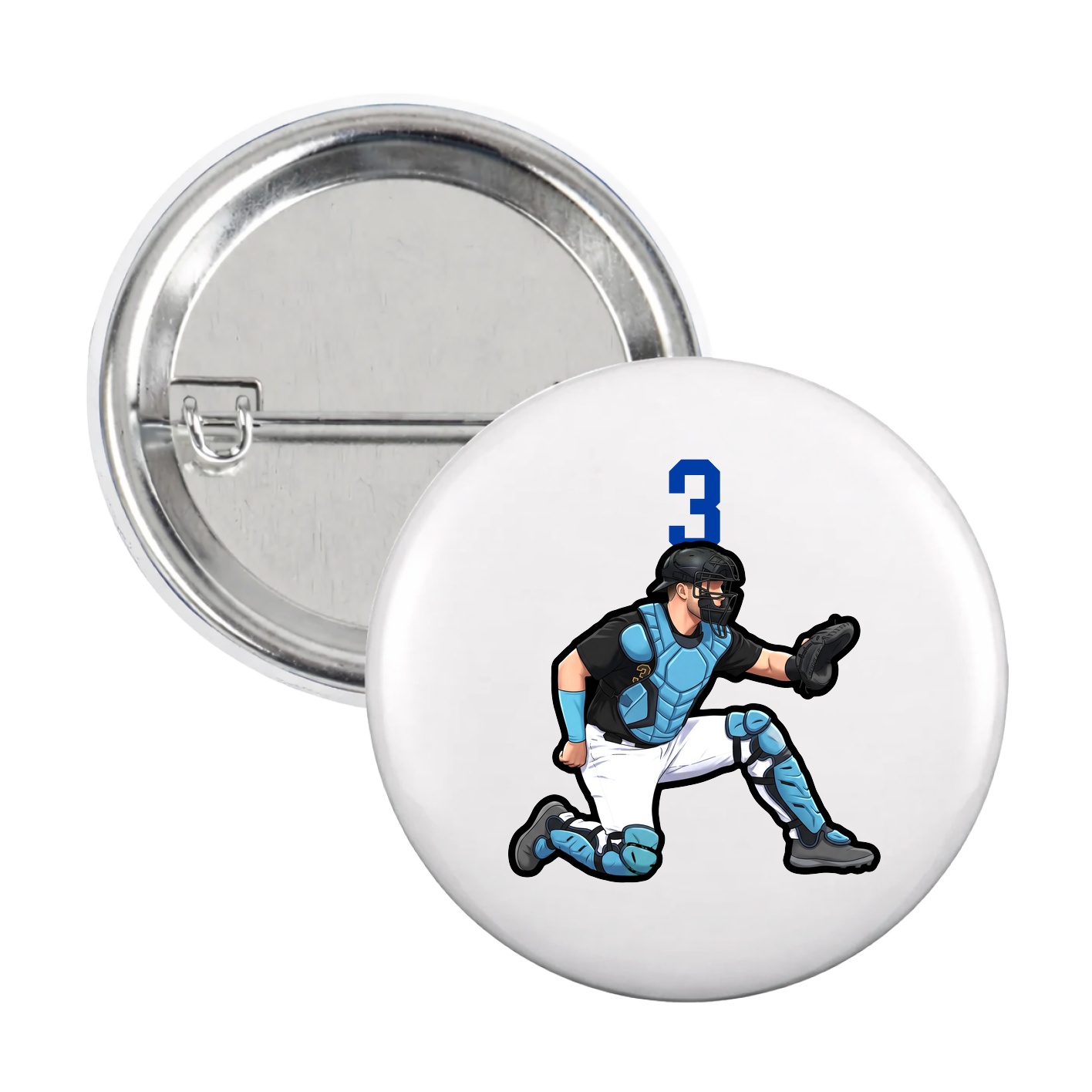 Game Day Button — Number Top in White