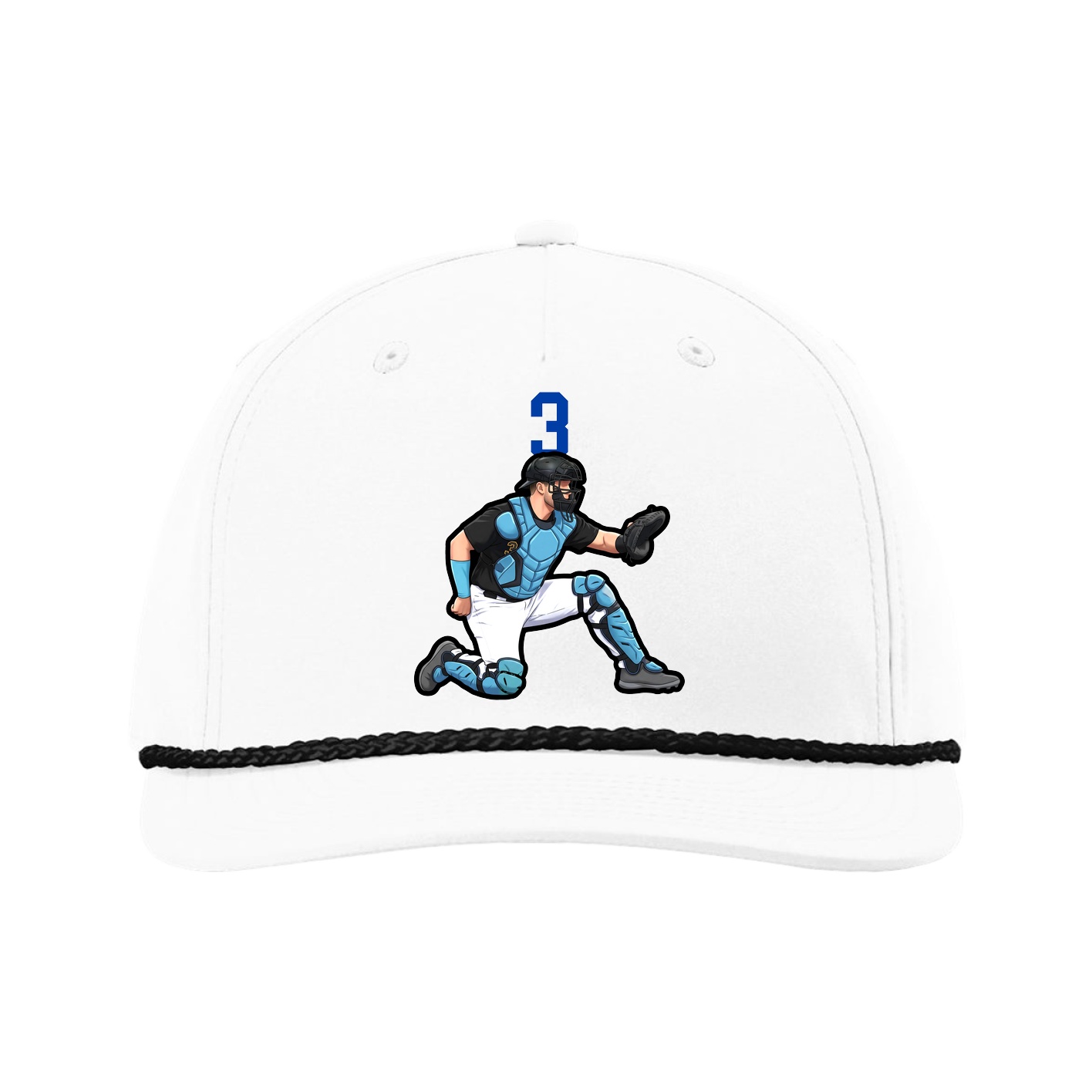 Five-Panel Classic Rope Cap — Number Top in White