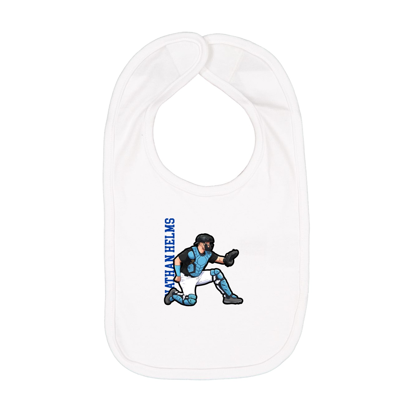 Infant Bib — Name Vertical in White