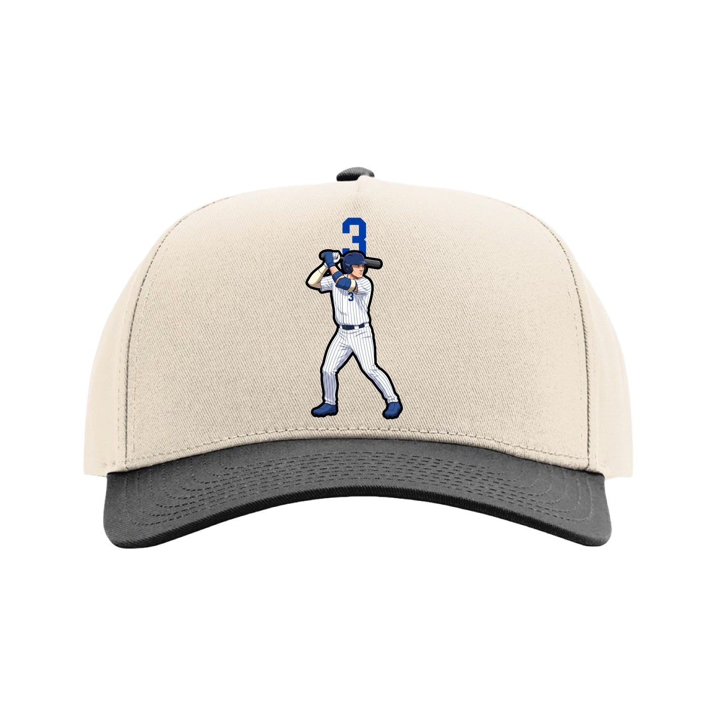 Full Fabric Five-Panel Champ Cap — Number Top in Cream/Black