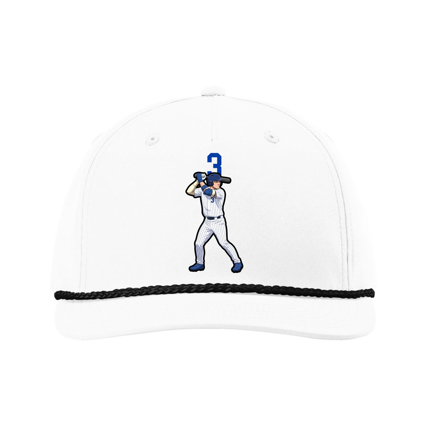 Five-Panel Classic Rope Cap — Number Top in White