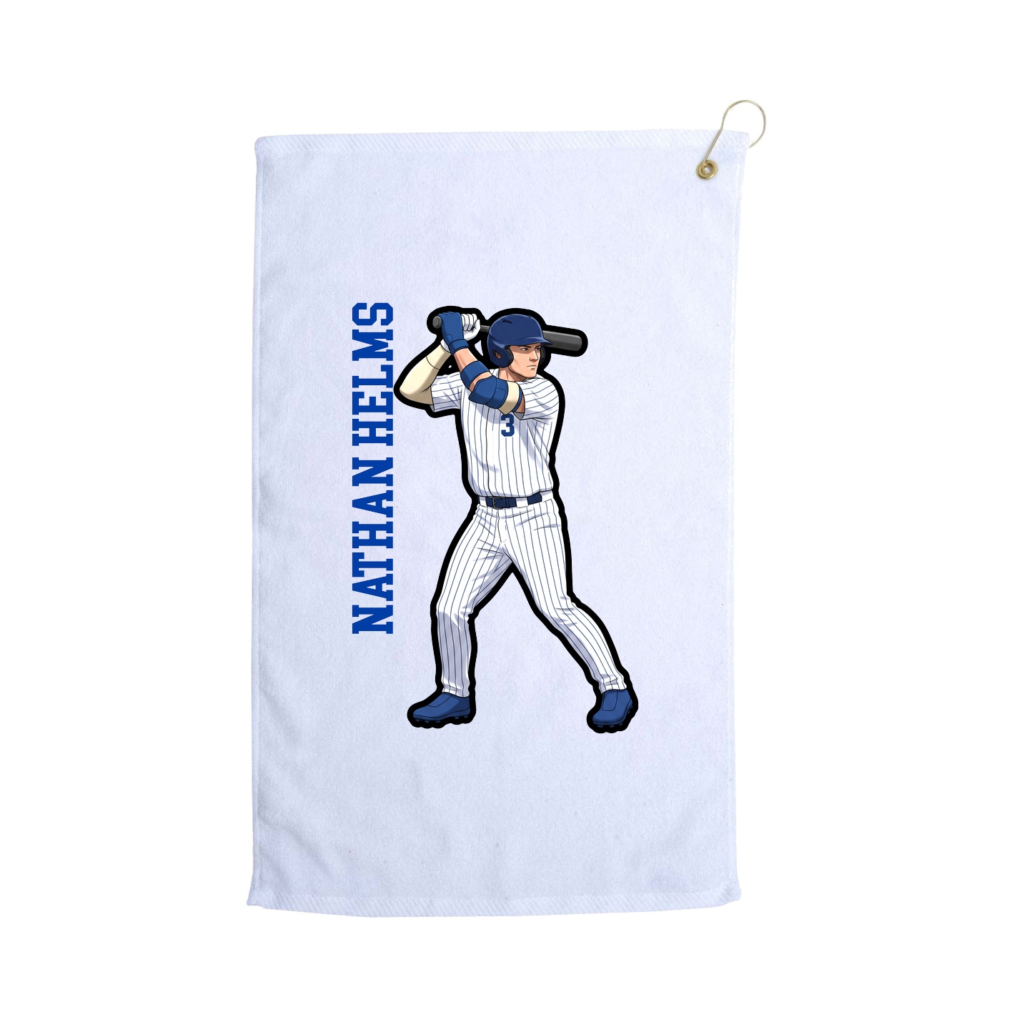 Golf Towel — Name Vertical in White