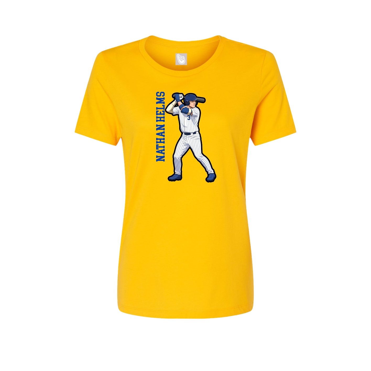 Womens Tee — Name Vertical in Gold