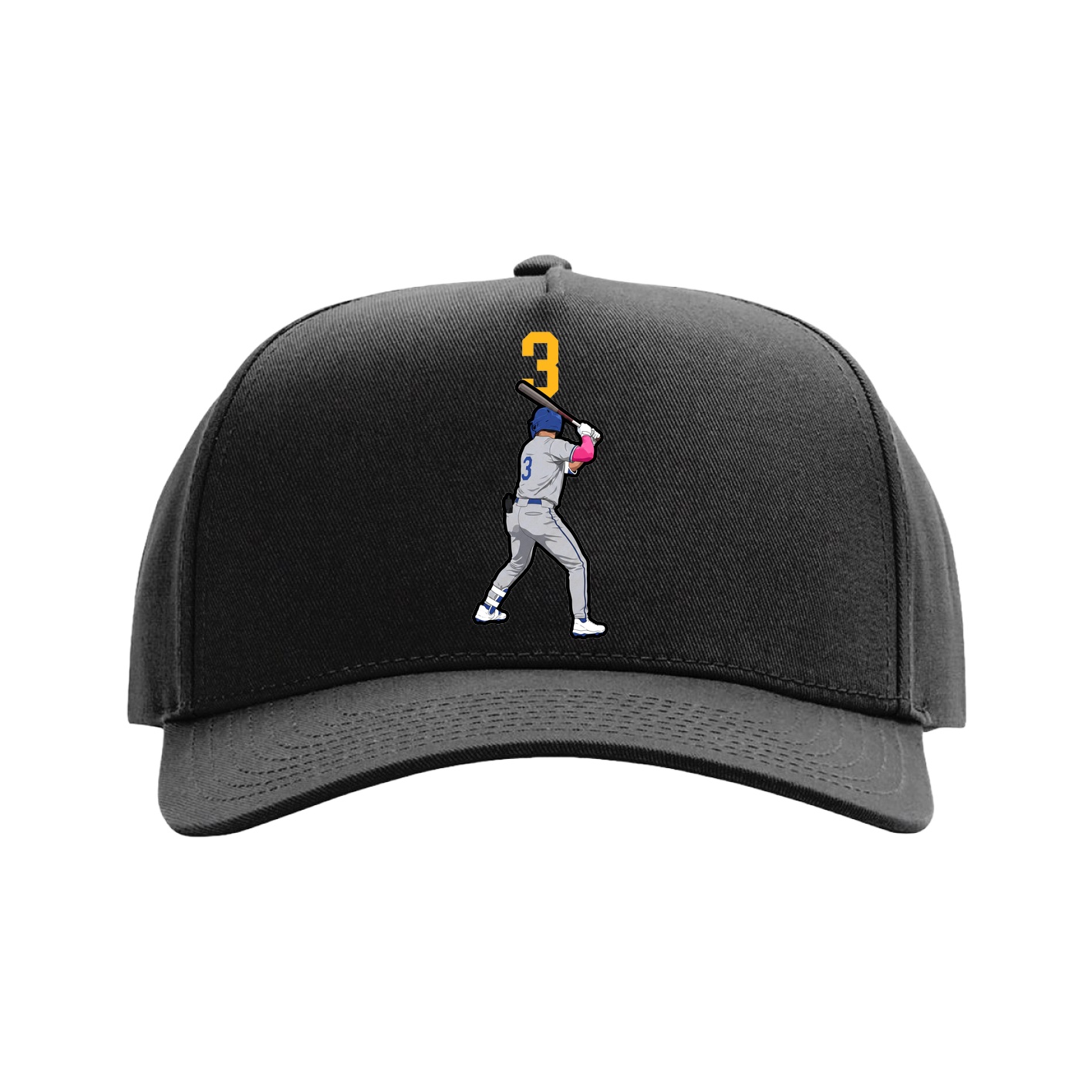 Full Fabric Five-Panel Champ Cap — Number Top in Black