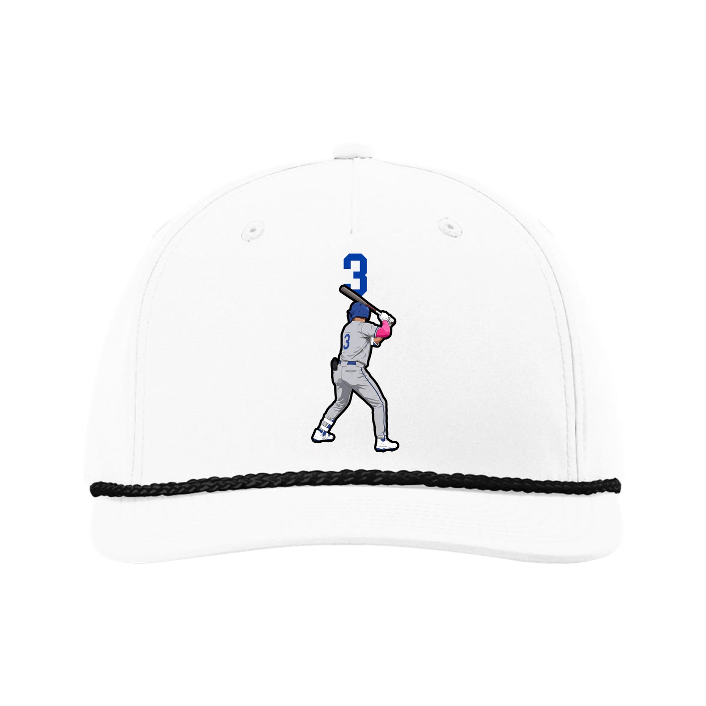 Five-Panel Classic Rope Cap — Number Top in White
