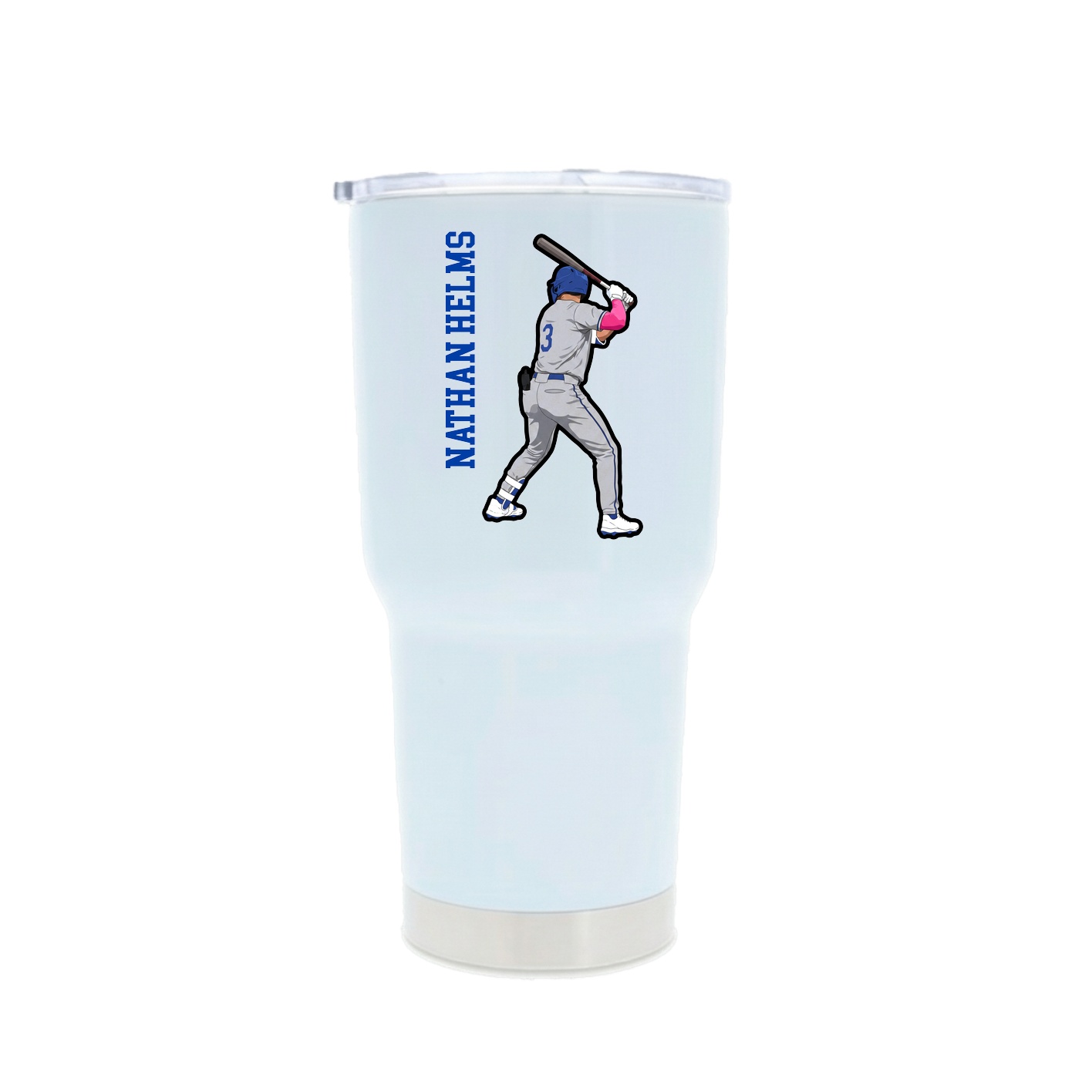 30oz Stainless Steel Tumbler — Name Vertical in White
