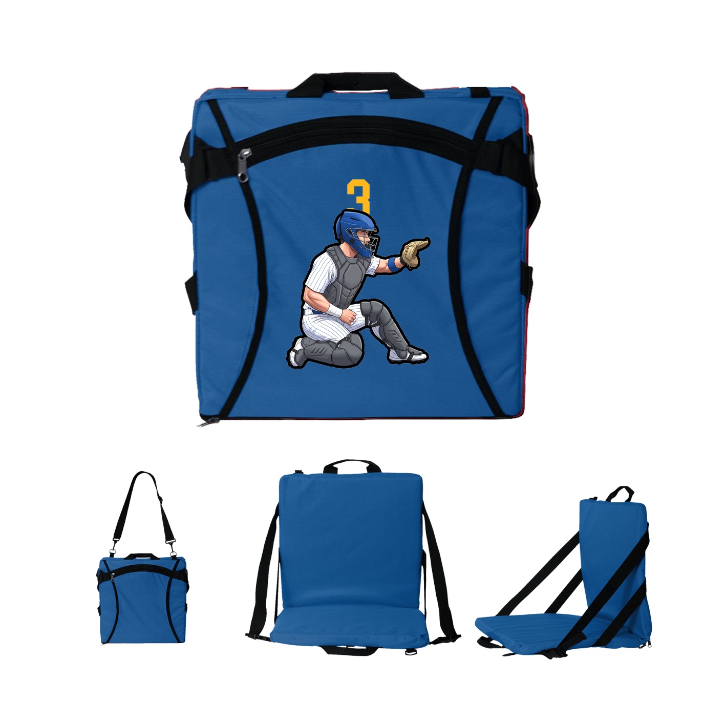 Folding Stadium Seat — Number Top in Royal