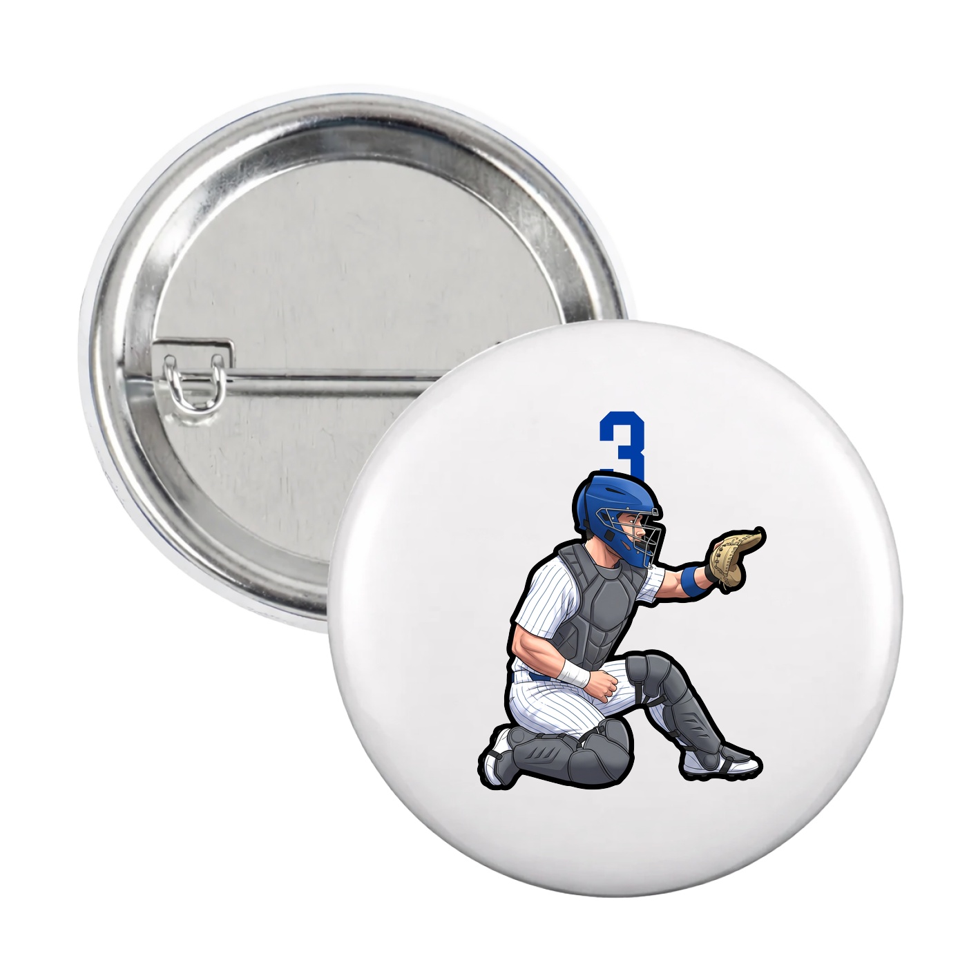 Game Day Button — Number Top in White