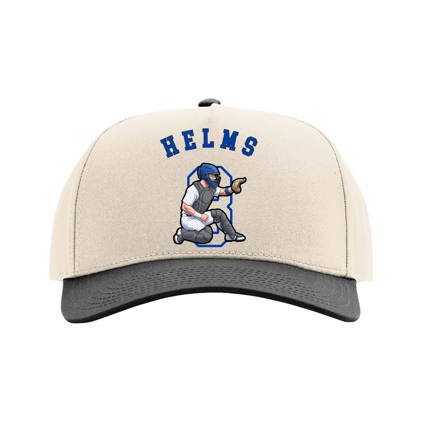 Full Fabric Five-Panel Champ Cap — Shirsey Arch in Cream/Black
