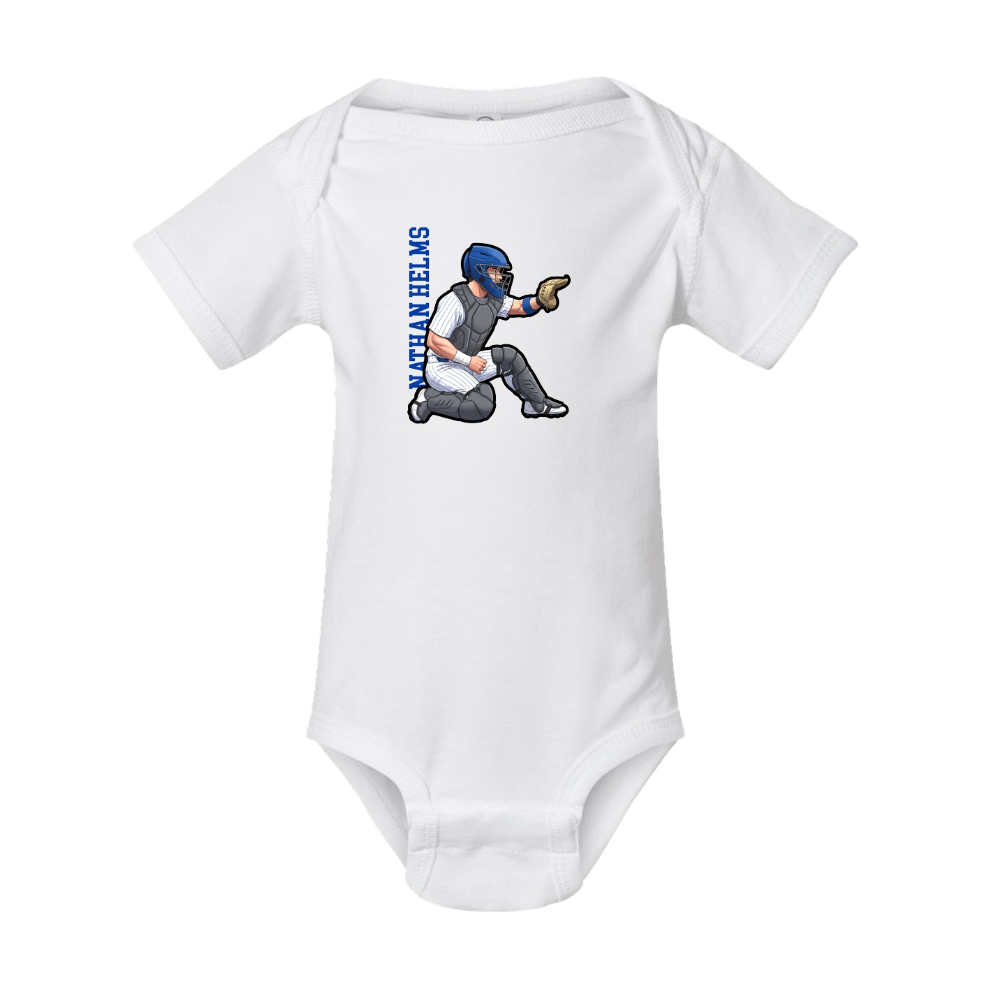 Baby Onesie — Name Vertical in White