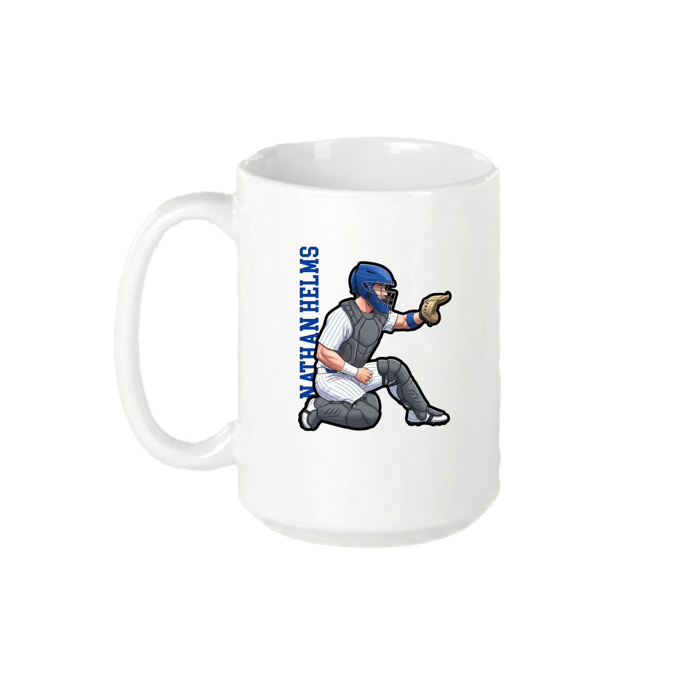 15oz Coffee Mug — Name Vertical in White
