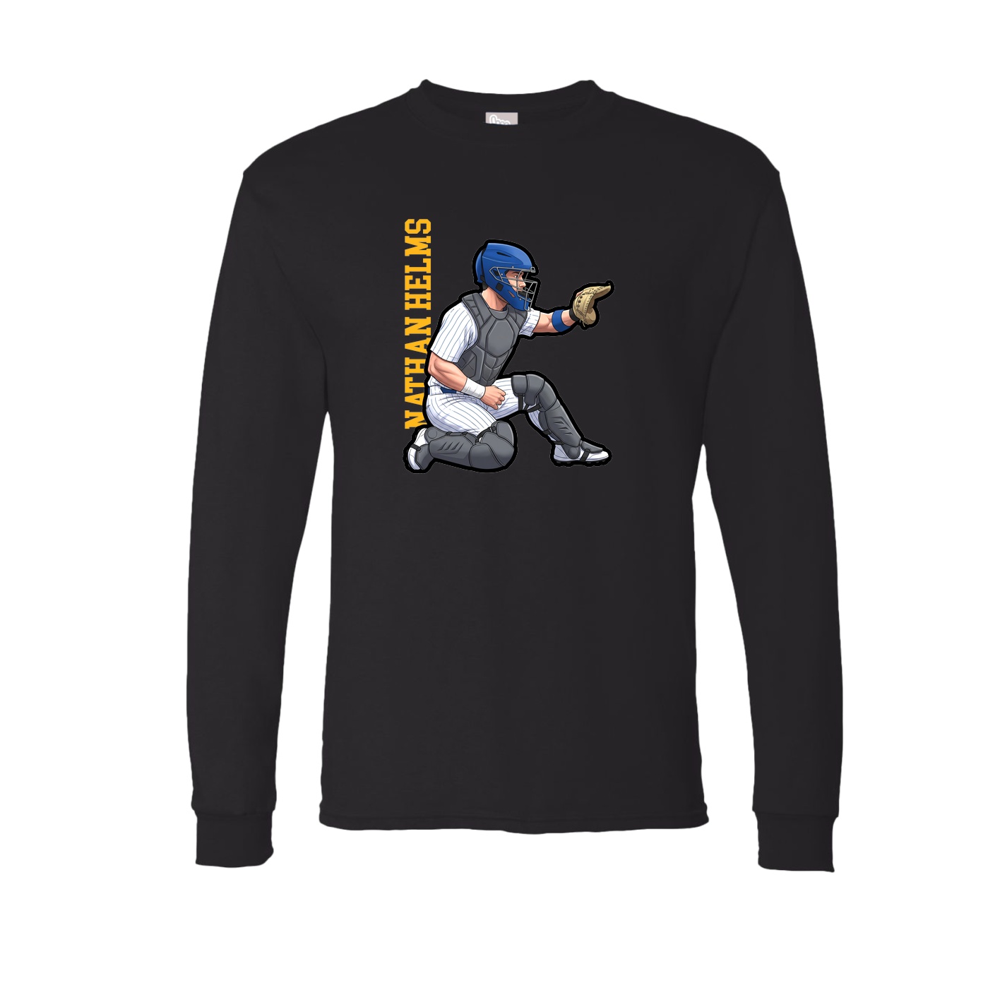 Long Sleeve Tee — Name Vertical in Black