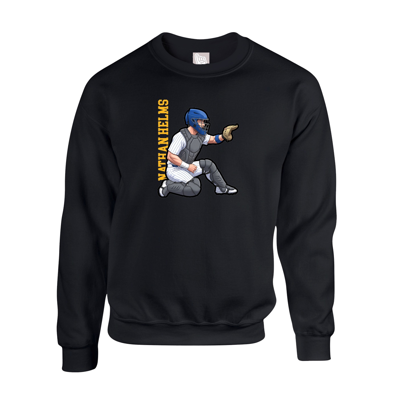 Fleece Crew — Name Vertical in Black