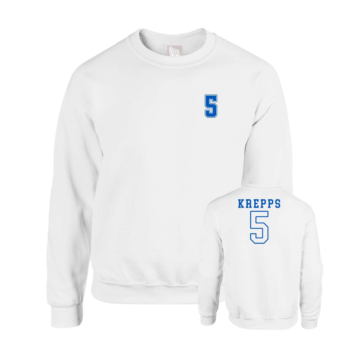 Fleece Crew — Chest Back in White