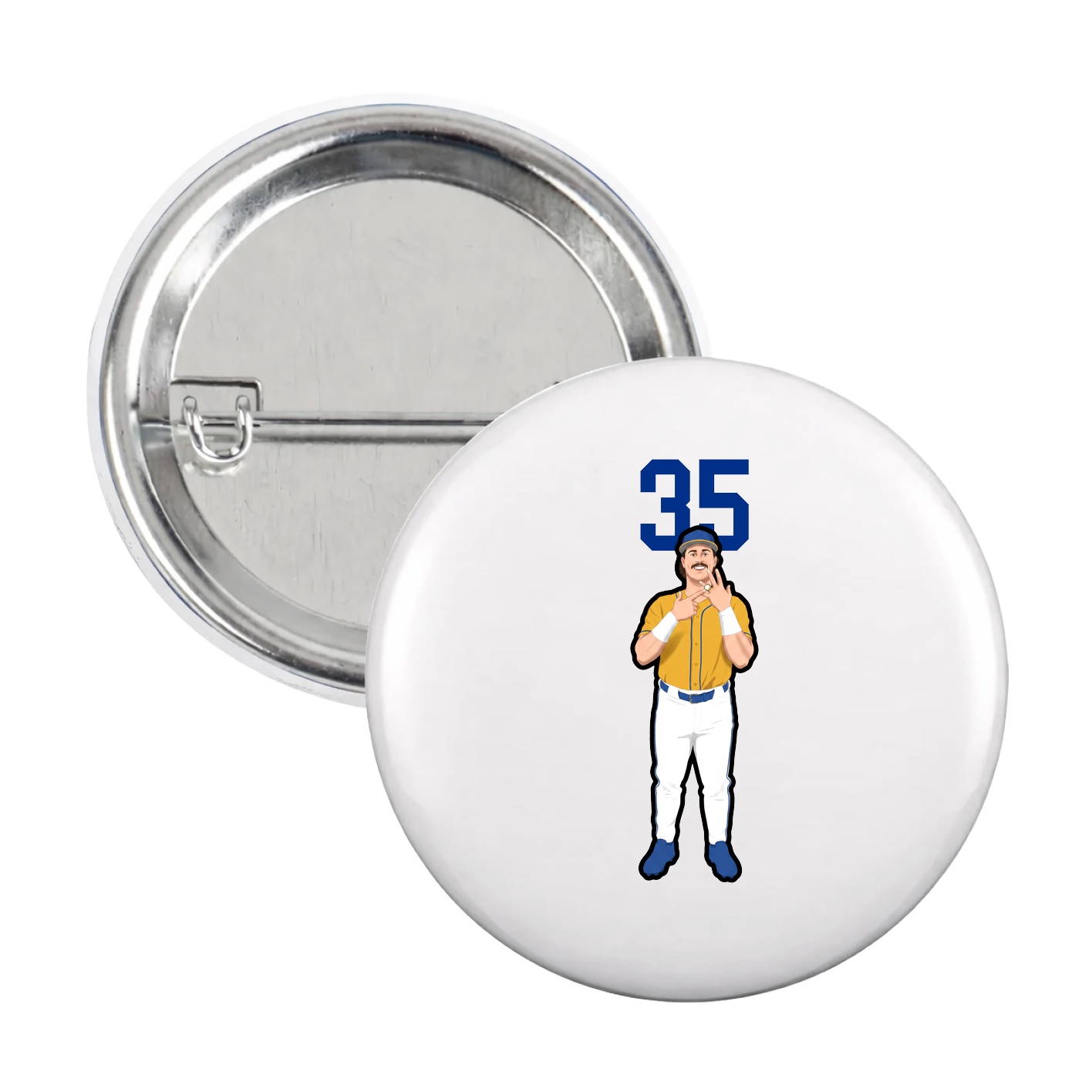 Game Day Button — Number Top in White