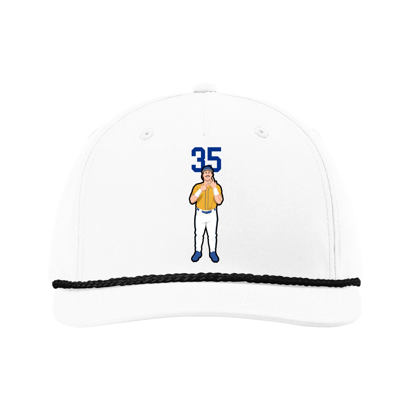 Five-Panel Classic Rope Cap — Number Top in White