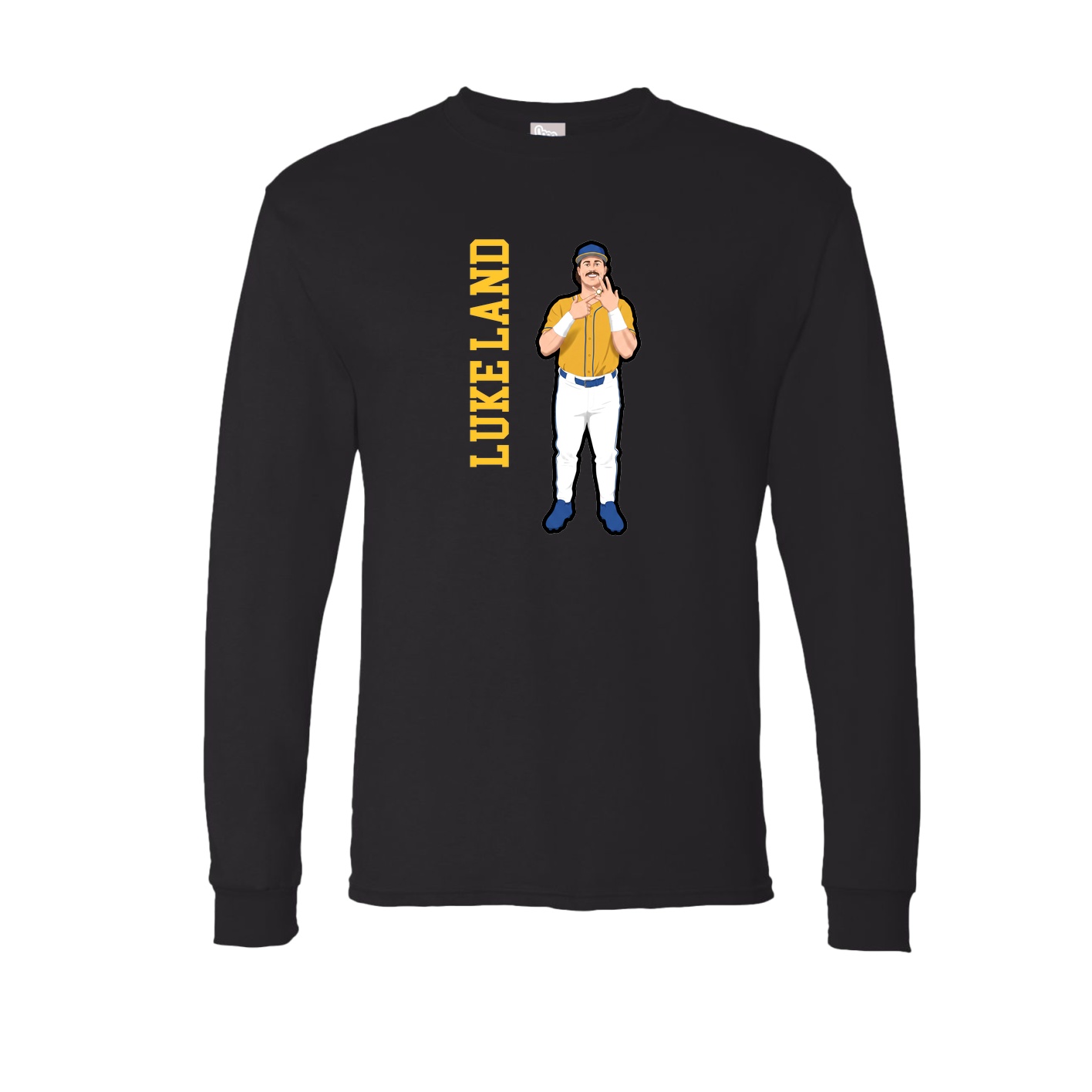 Long Sleeve Tee — Name Vertical in Black