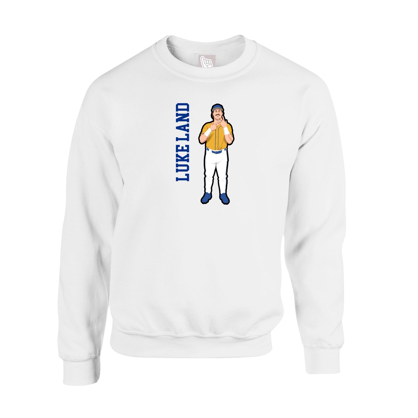 Fleece Crew — Name Vertical in White