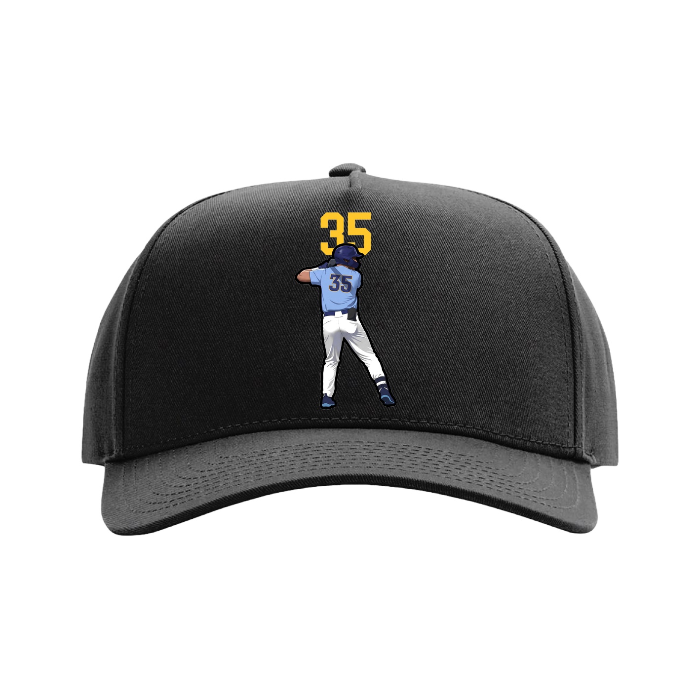 Full Fabric Five-Panel Champ Cap — Number Top in Black