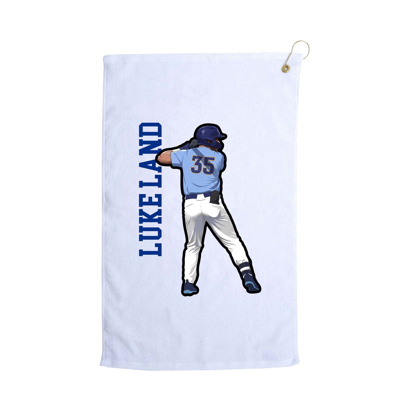 Golf Towel — Name Vertical in White