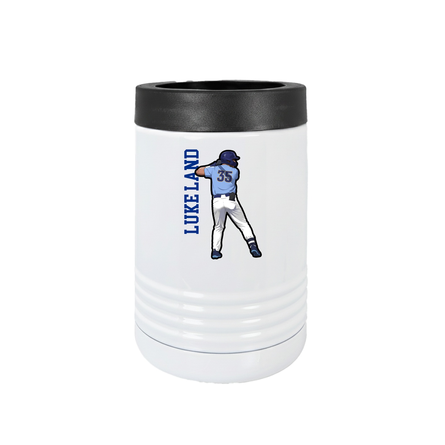 Beverage Holder — Name Vertical in White