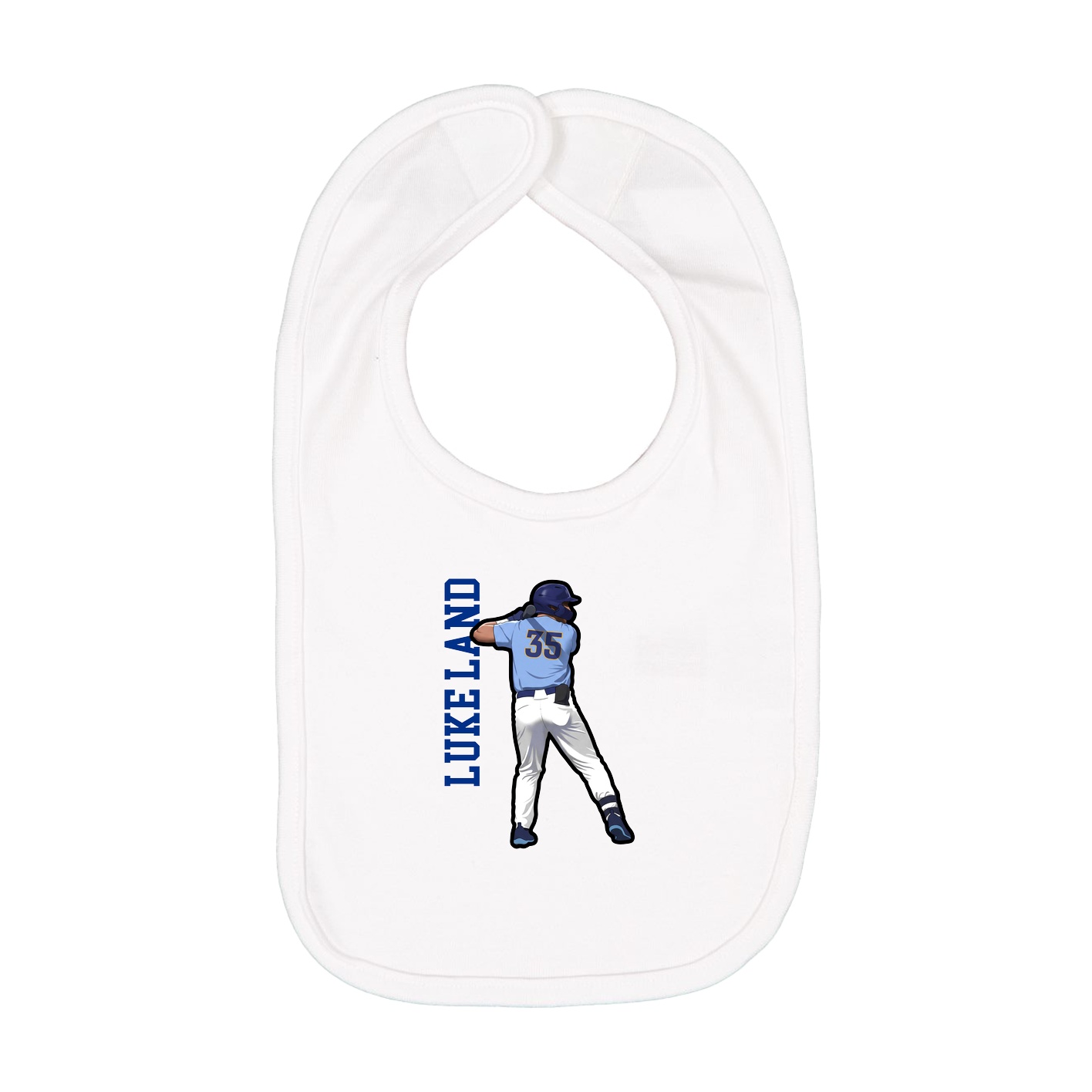 Infant Bib — Name Vertical in White