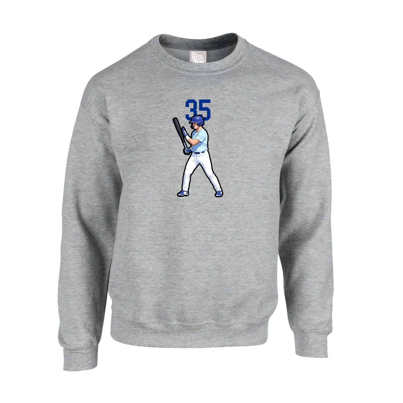 Fleece Crew — Number Top in Grey