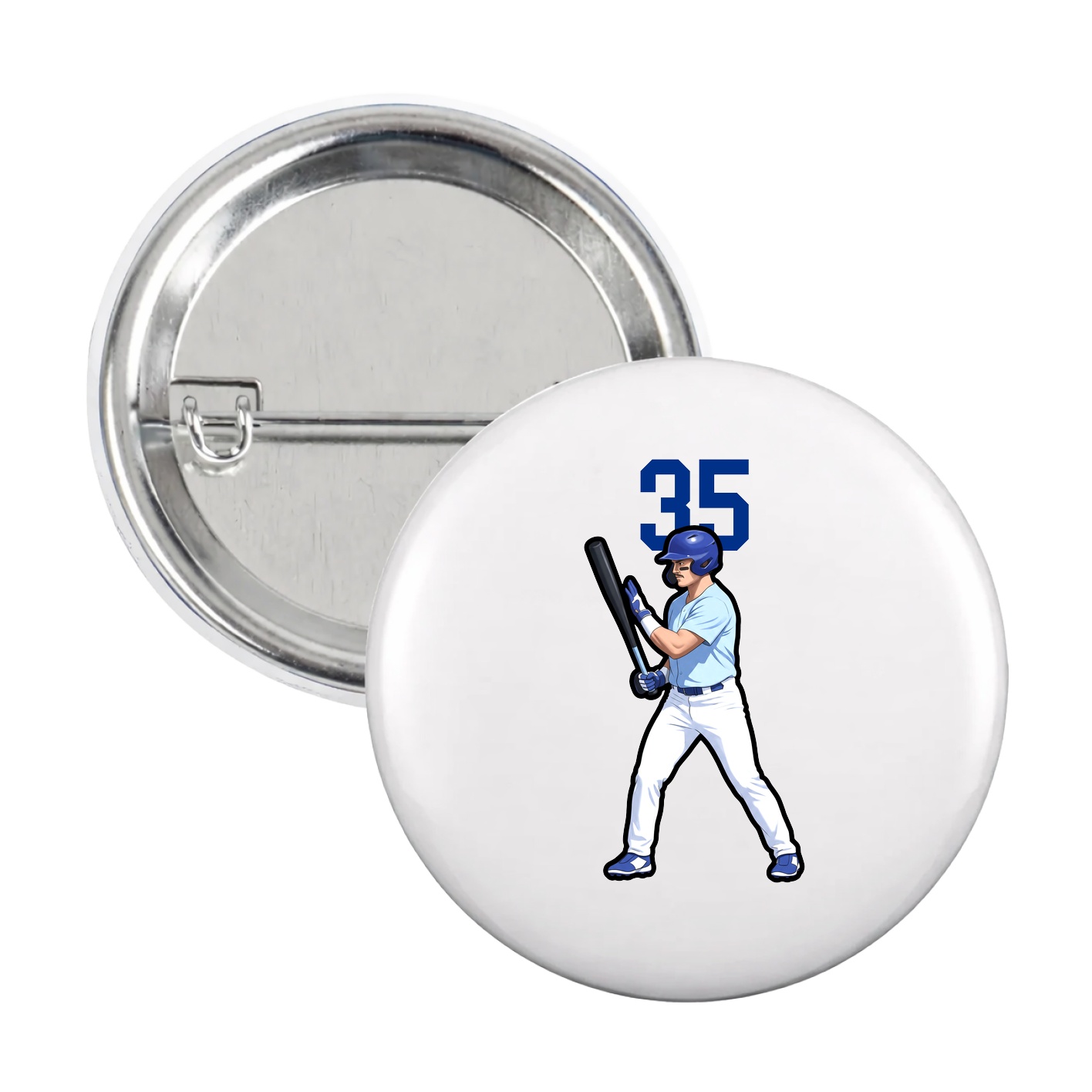 Game Day Button — Number Top in White