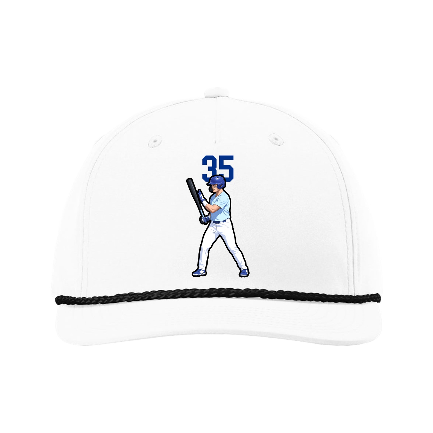 Five-Panel Classic Rope Cap — Number Top in White