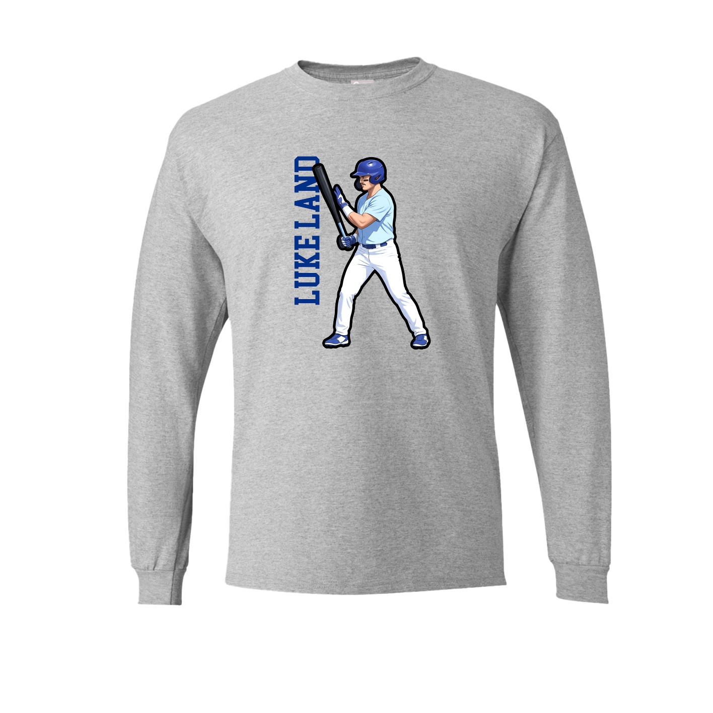 Long Sleeve Tee — Name Vertical in Grey