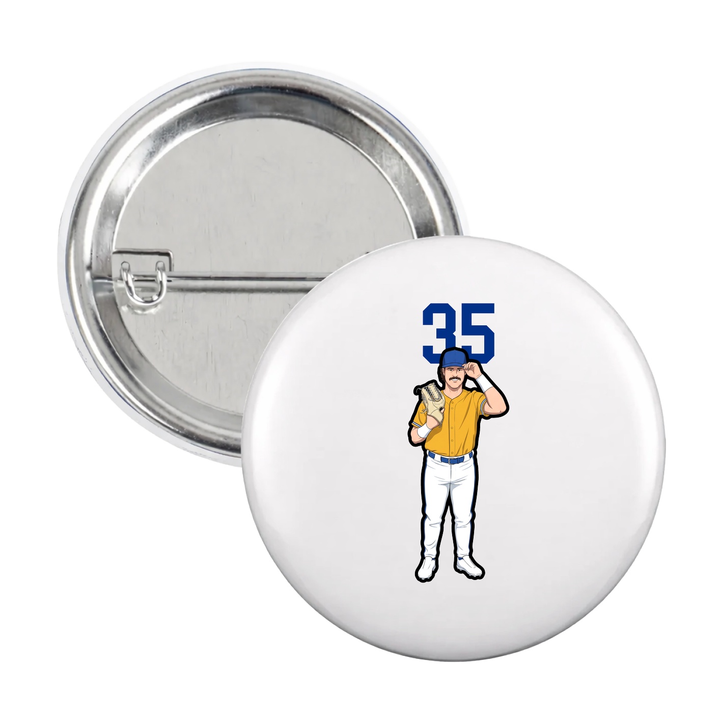 Game Day Button — Number Top in White