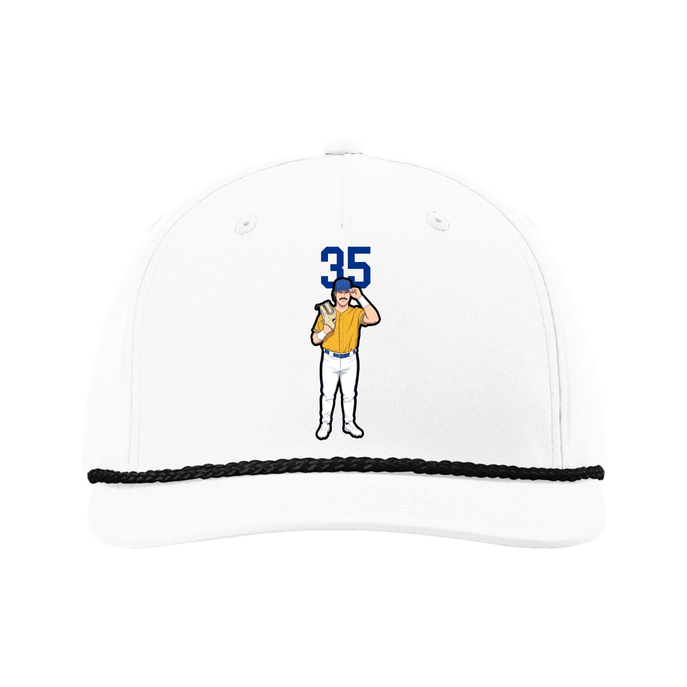 Five-Panel Classic Rope Cap — Number Top in White