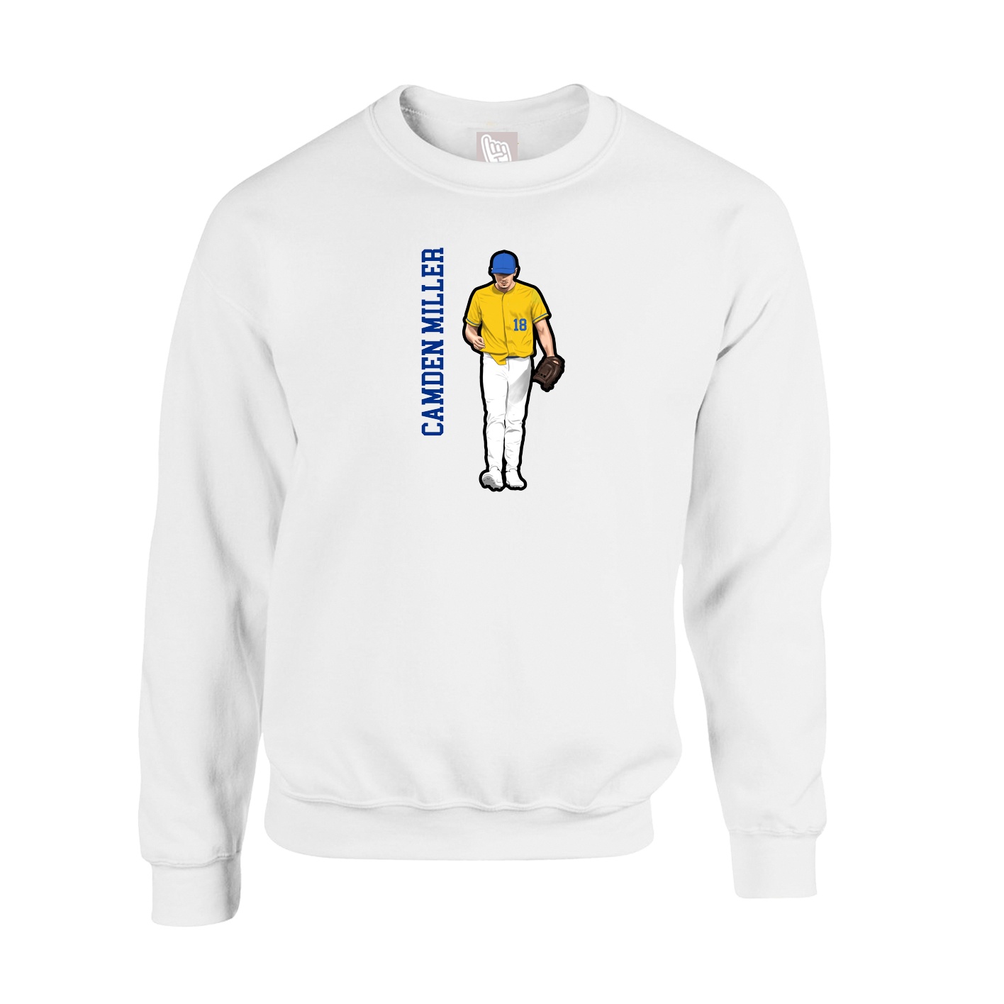 Fleece Crew — Name Vertical in White