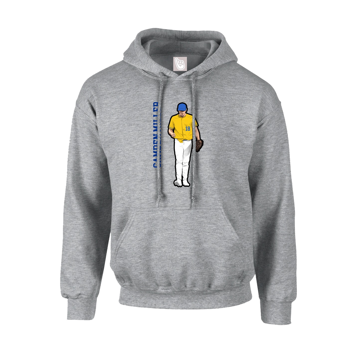 Youth Hoodie — Name Vertical in Grey