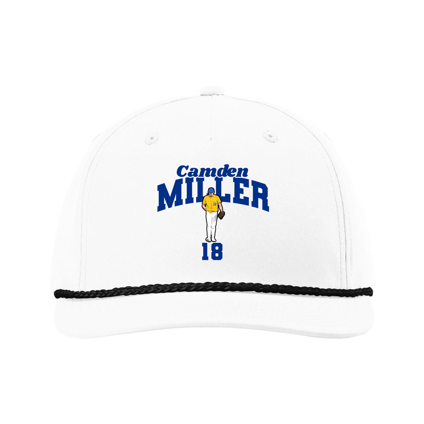 Five-Panel Classic Rope Cap — Signature Arch in White