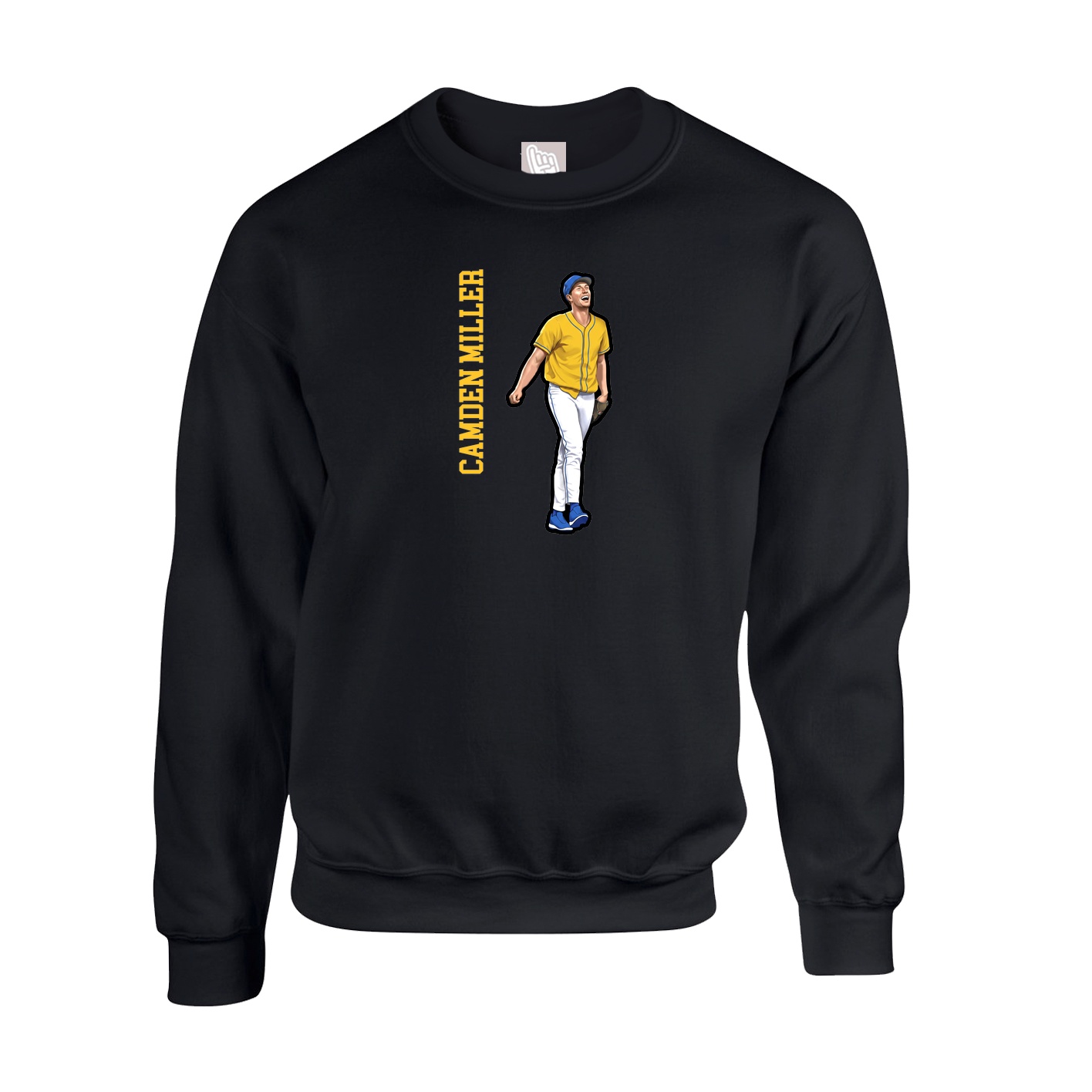 Fleece Crew — Name Vertical in Black