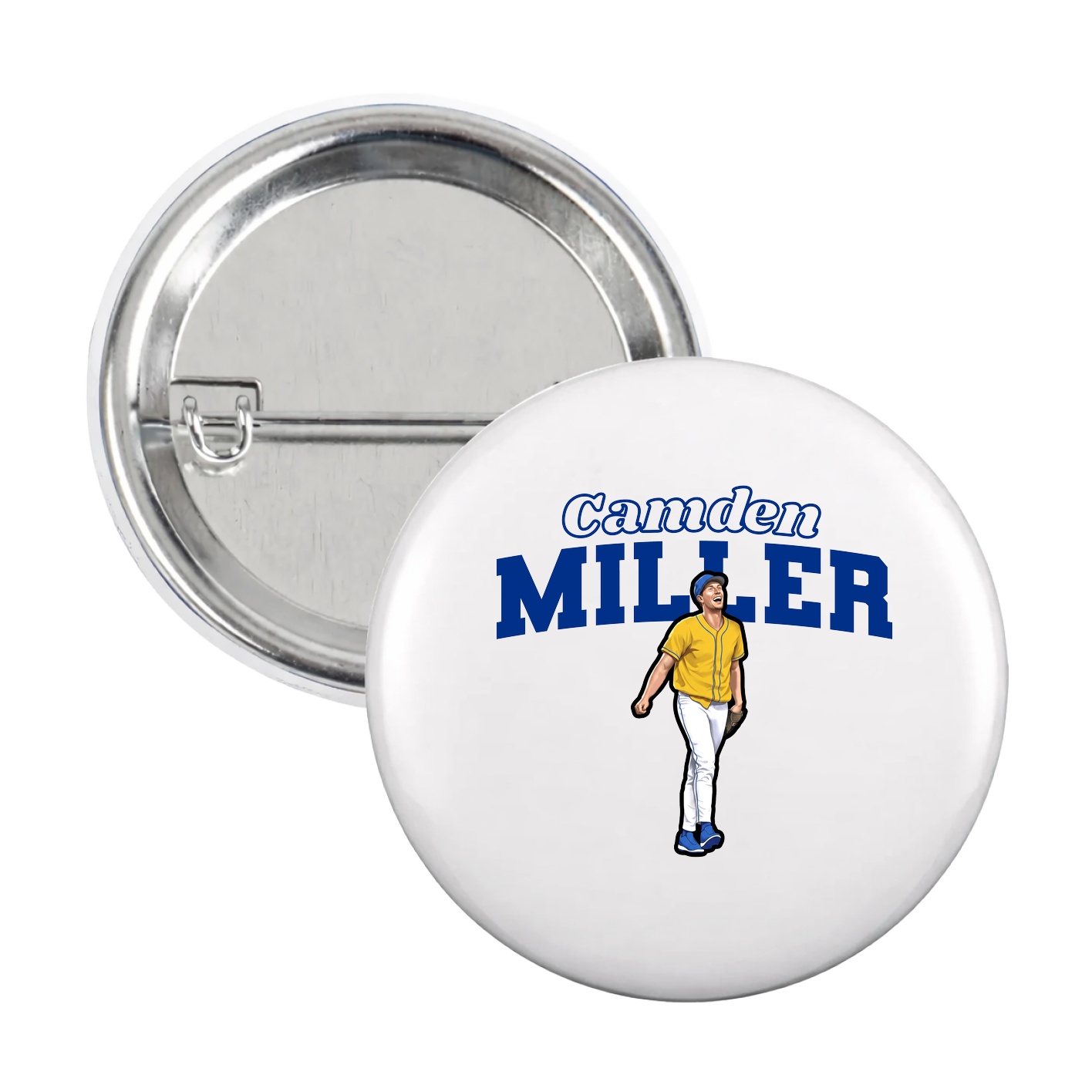 Game Day Button — Name Arch in White