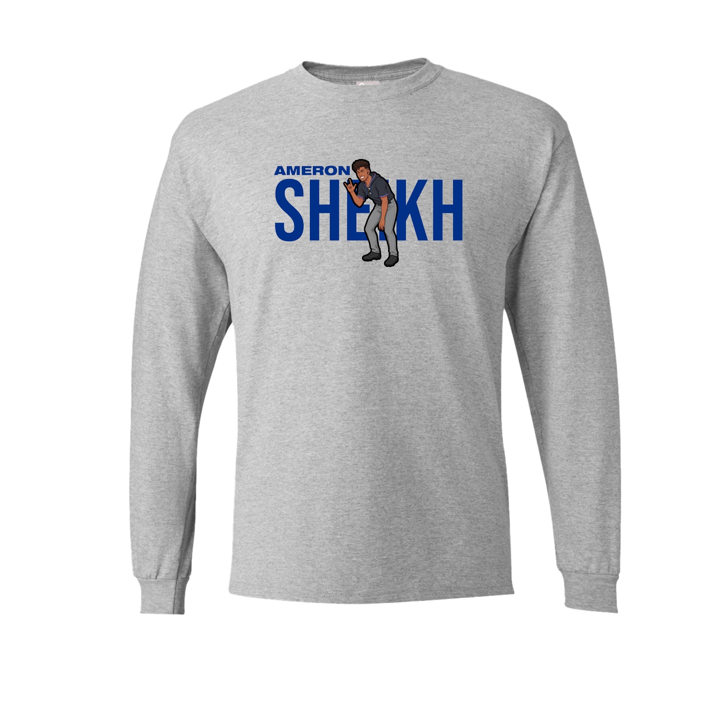 Long Sleeve Tee — Player Name in Grey