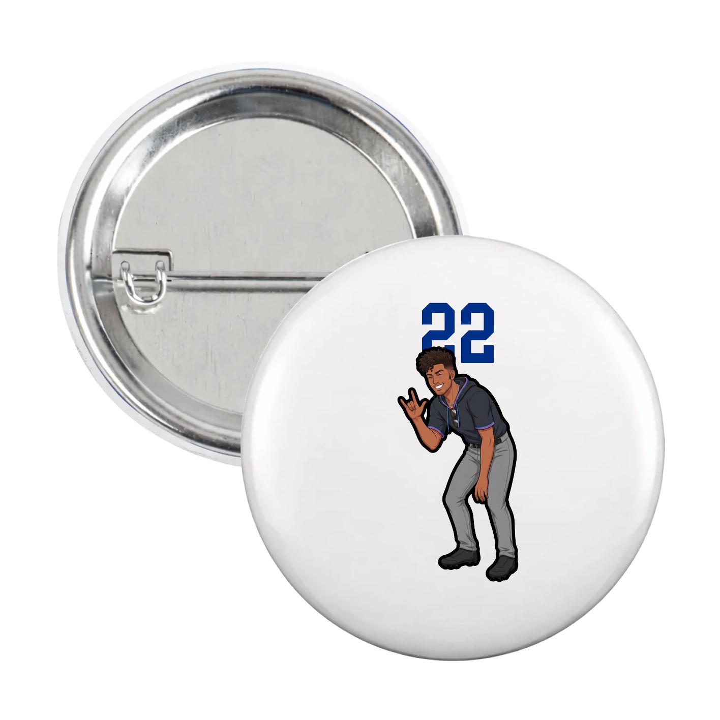 Game Day Button — Number Top in White