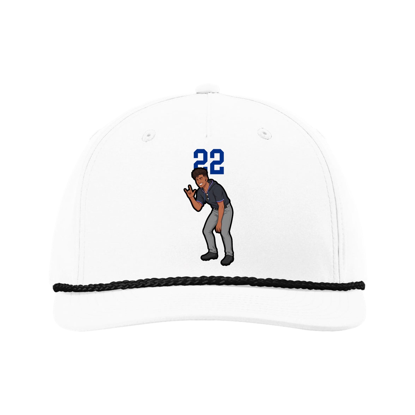 Five-Panel Classic Rope Cap — Number Top in White