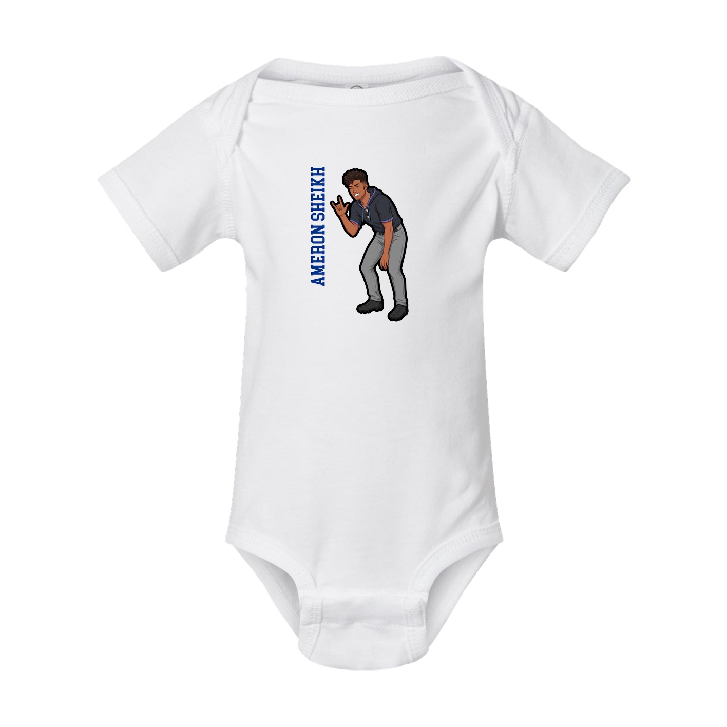 Baby Onesie — Name Vertical in White